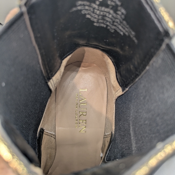 Lauren Ralph Lauren Mylah Metallic Chelsea Leather Bootie Bronze/Gold Size 9 B - Picture 9 of 11
